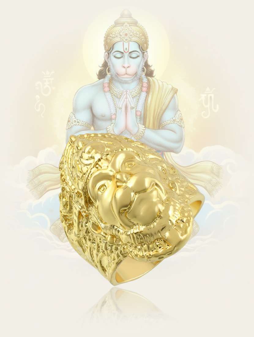 brass gold plated bajrang bali hanuman balaji bold finger ring  - 22157477 -  Standard Image - 1