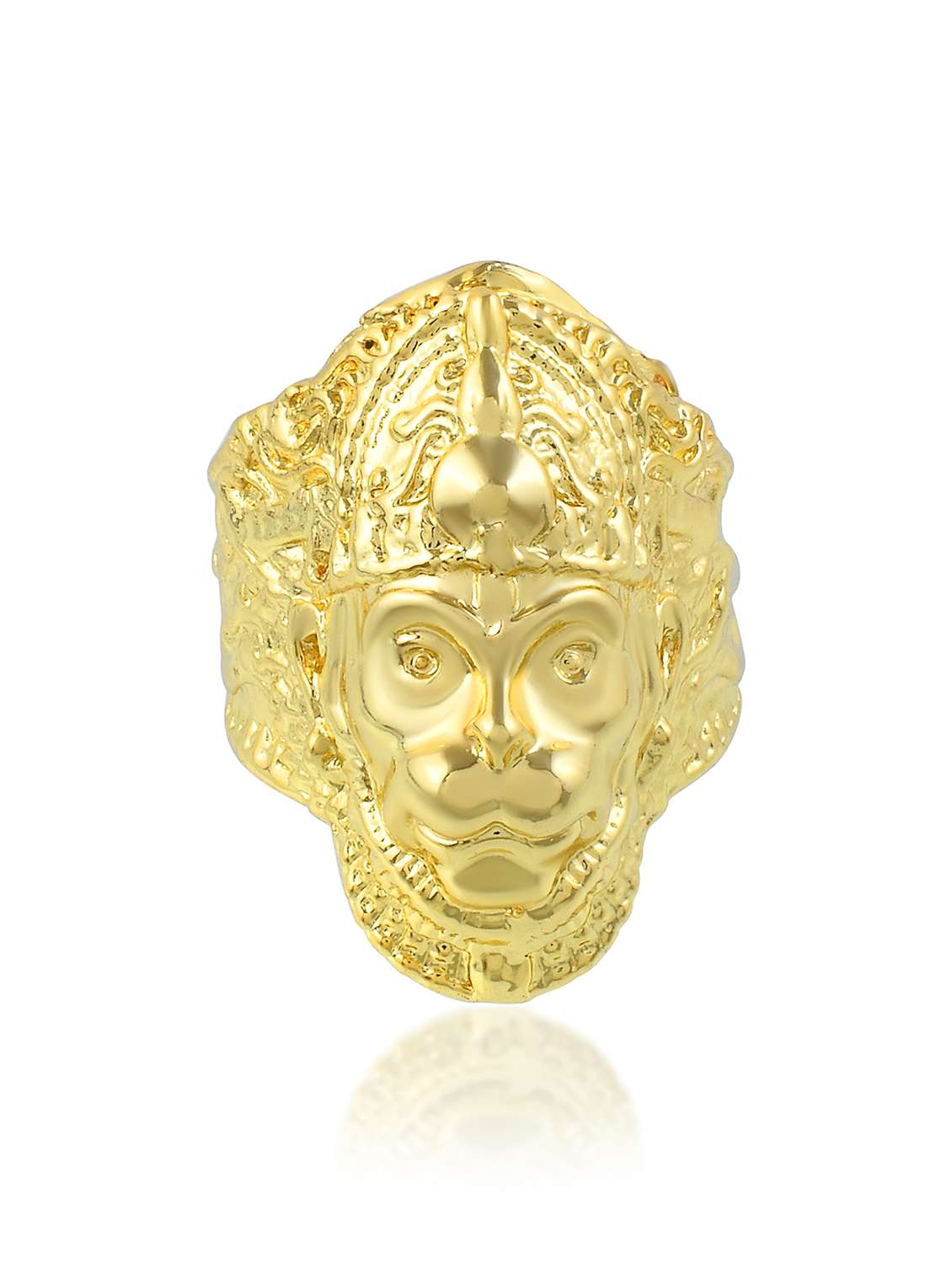 brass gold plated bajrang bali hanuman balaji bold finger ring  - 22157477 -  Standard Image - 4