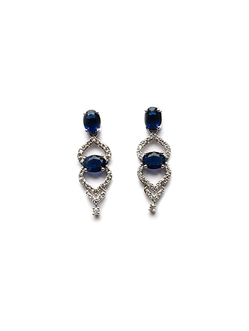 sleek cut work blue cz ad necklace - 22157520 -  Standard Image - 4