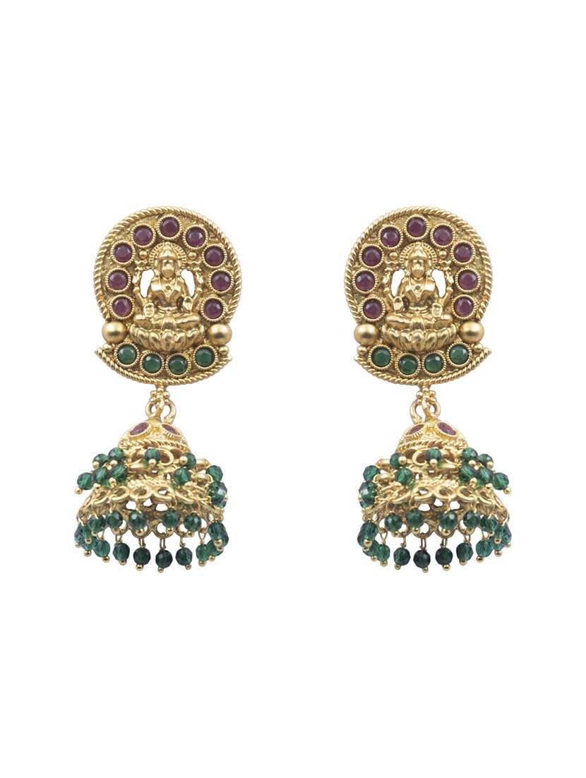 unique gold plated gajanan green hydra beads necklace set - 22157532 -  Standard Image - 4