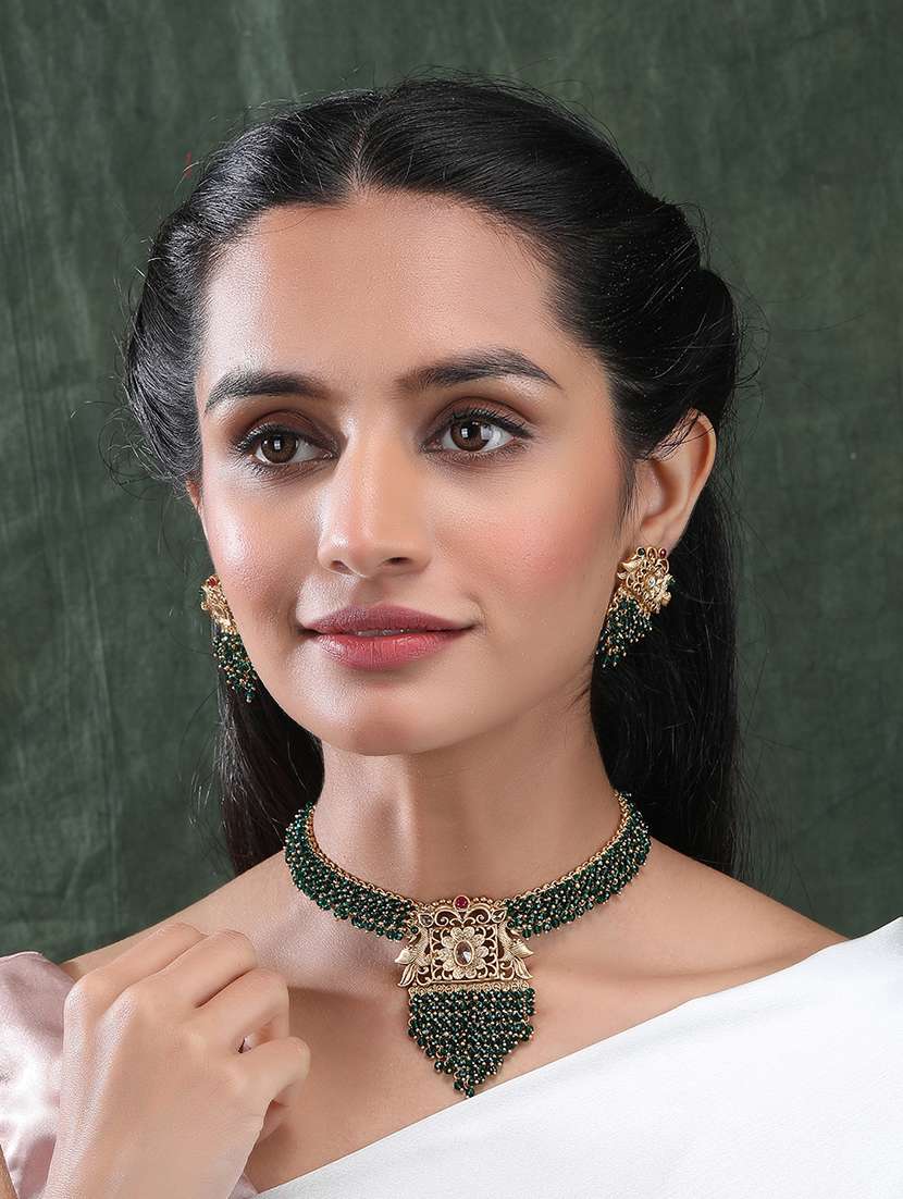 green peacock hydra necklace set - 22157551 -  Standard Image - 1