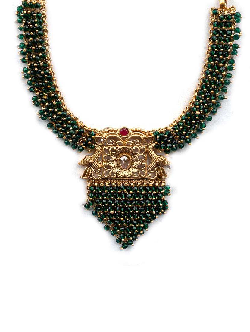 green peacock hydra necklace set - 22157551 -  Standard Image - 4