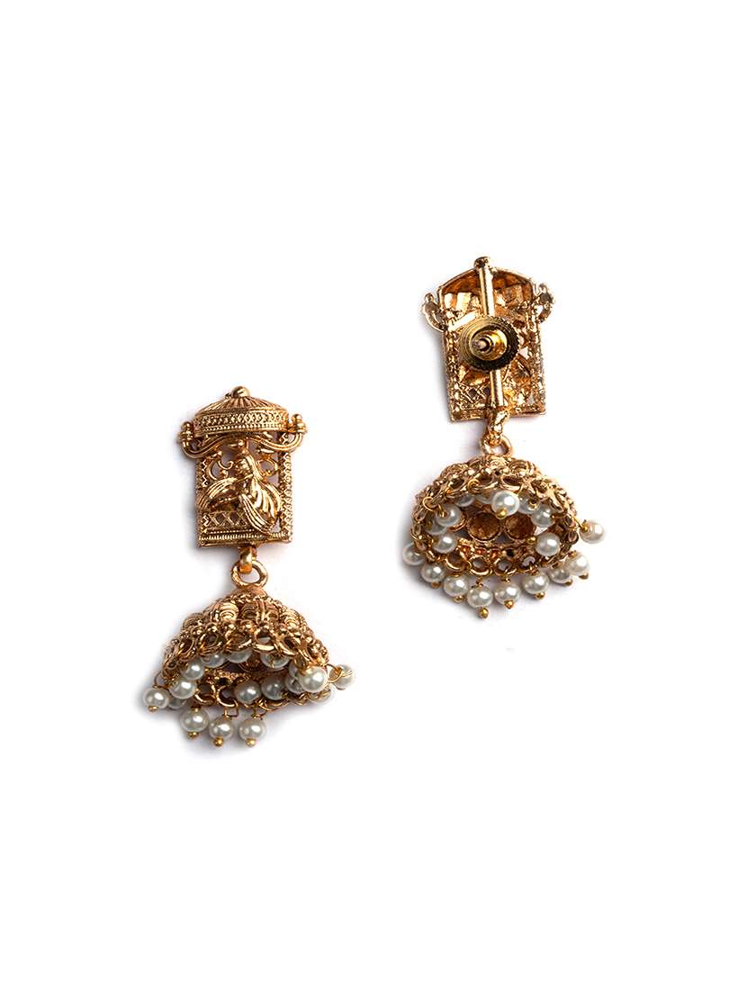 gold plated white hydra beads barati necklace set - 22157563 -  Standard Image - 4