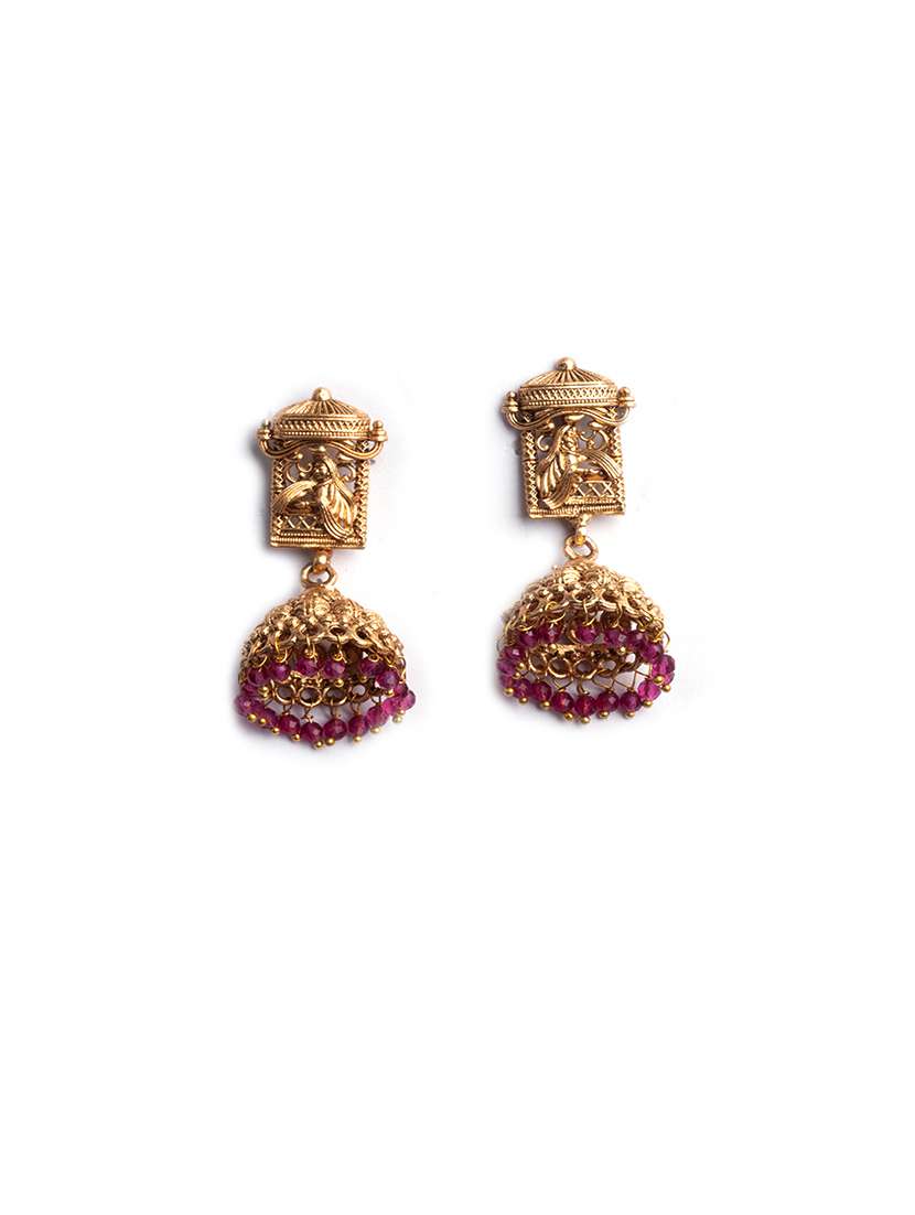 gold plated red hydra beads barati necklace set - 22157564 -  Standard Image - 4