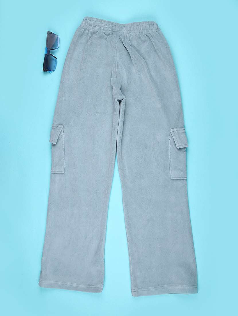 girls solid mid rise relaxed fit cargo - 22157683 -  Standard Image - 1