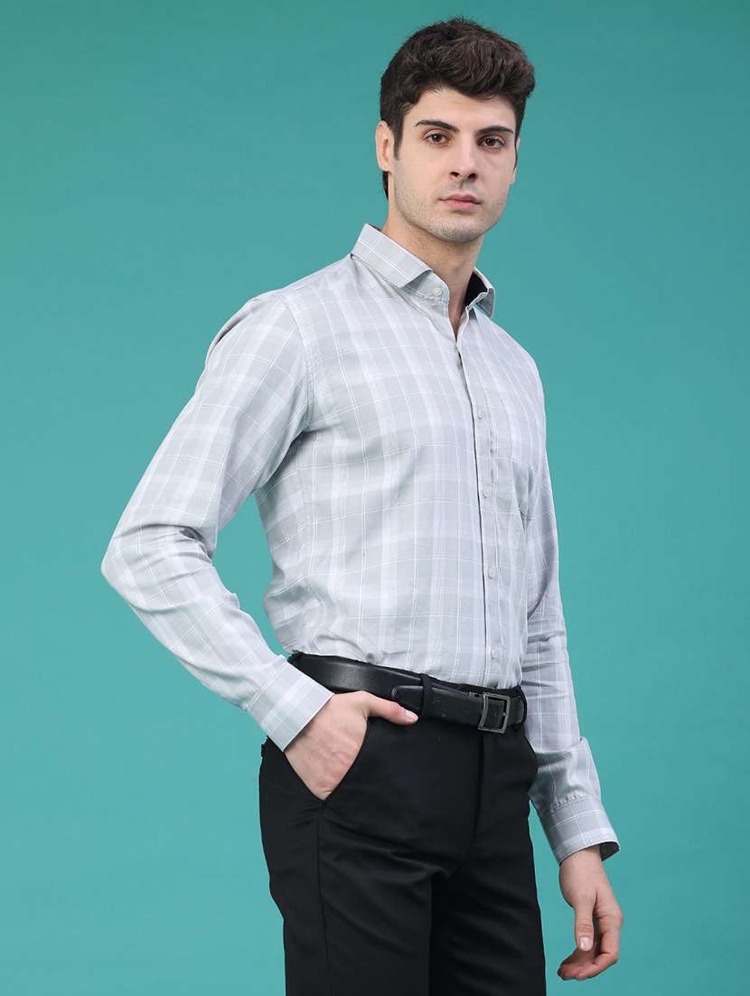 Men Checkered Long Sleeve Slim Fit Formal Shirt - 22157722 -  Standard Image - 1