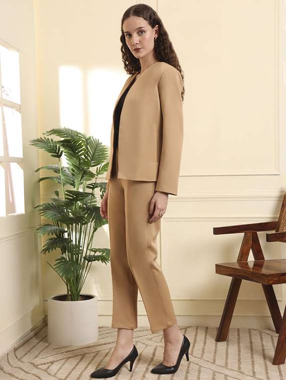 women solid blazer and trouser co-ord set - 22157735 -  Standard Image - 4
