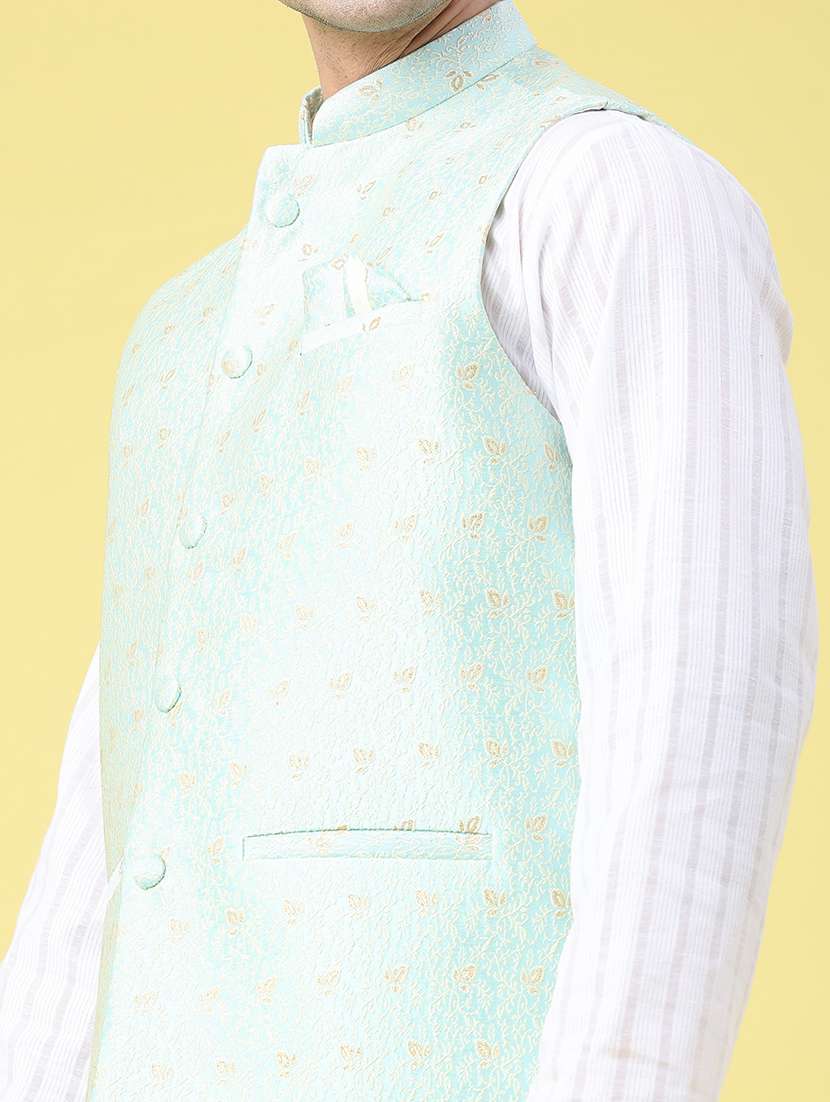 men self design mandarin neck nehru jacket  - 22158192 -  Standard Image - 4
