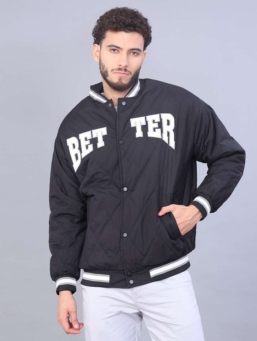 men typographic long sleeve puffer jacket - 22158270 -  Standard Image - 1