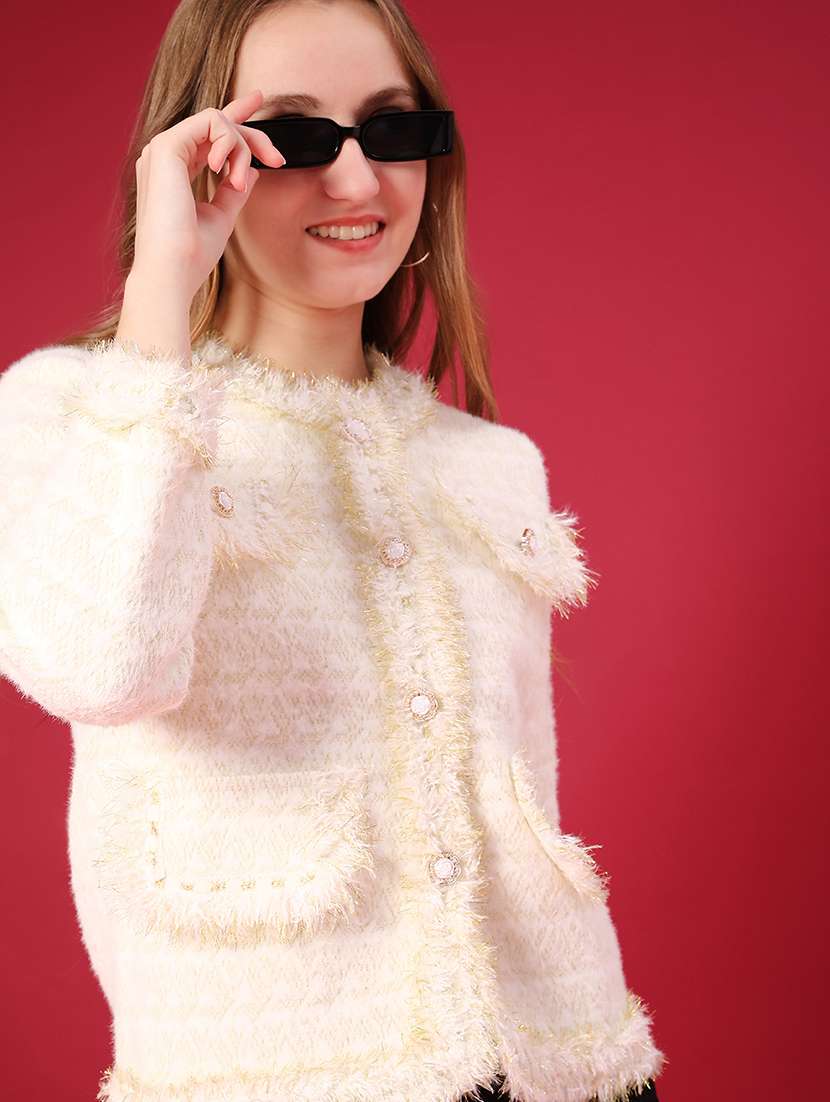 women self design long sleeve cardigan