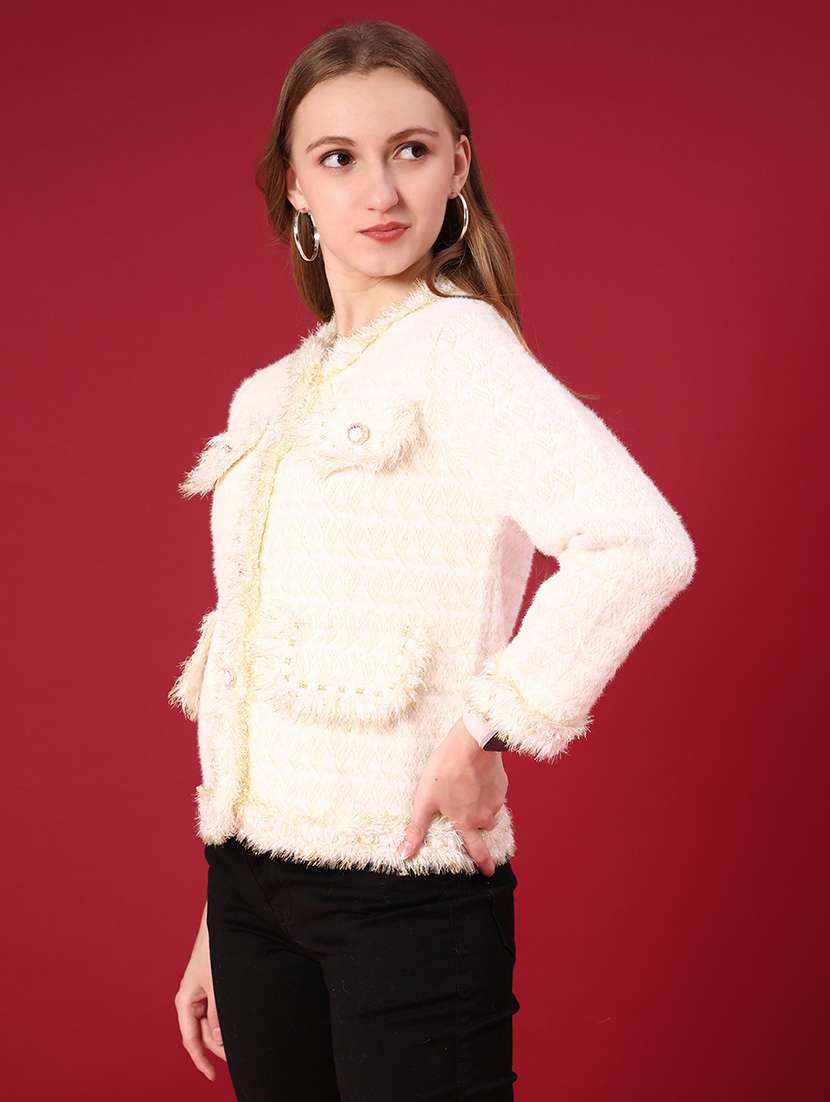 women self design long sleeve cardigan - 22158385 -  Standard Image - 1