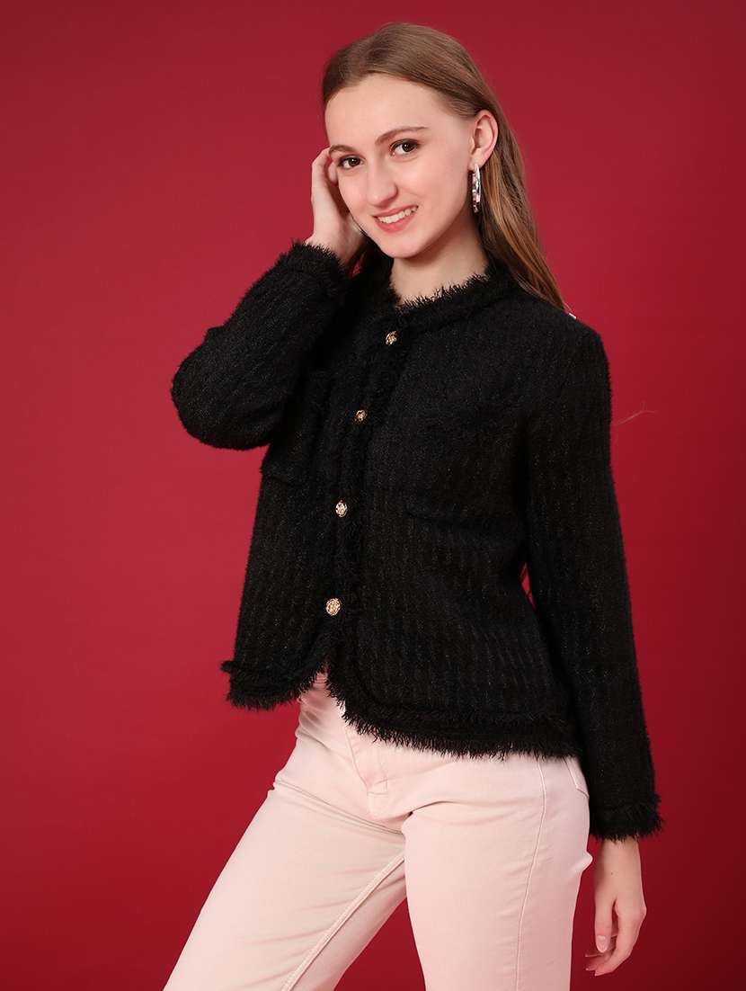 women self design long sleeve cardigan - 22158387 -  Standard Image - 1