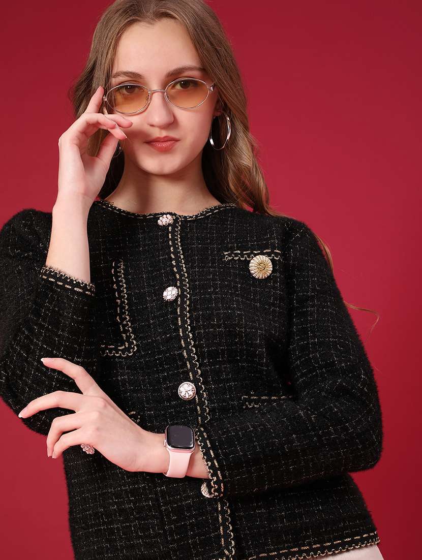 women self design long sleeve cardigan