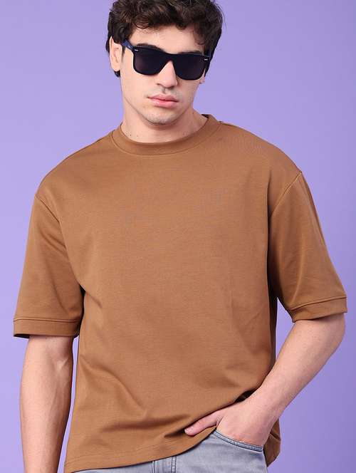 Men Solid Short Sleeve Oversized T Shirt
