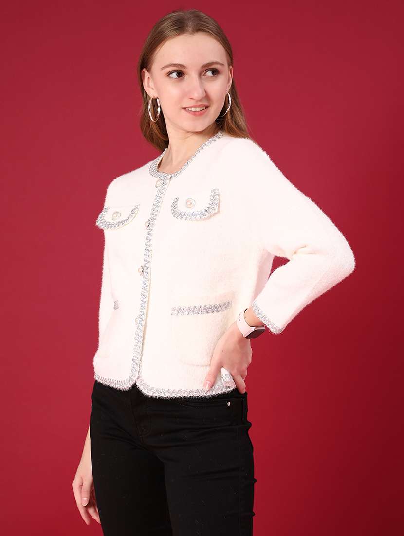 women self design long sleeve cardigan - 22158419 -  Standard Image - 1