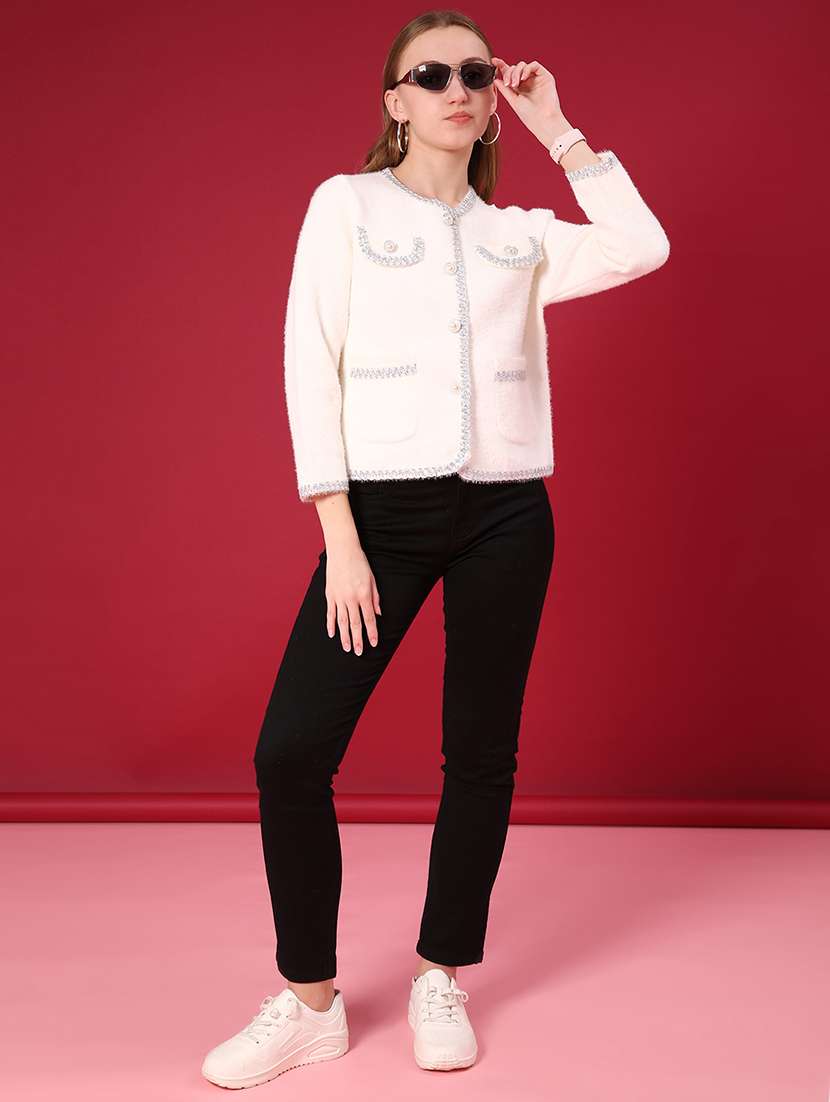 women self design long sleeve cardigan - 22158419 -  Standard Image - 4