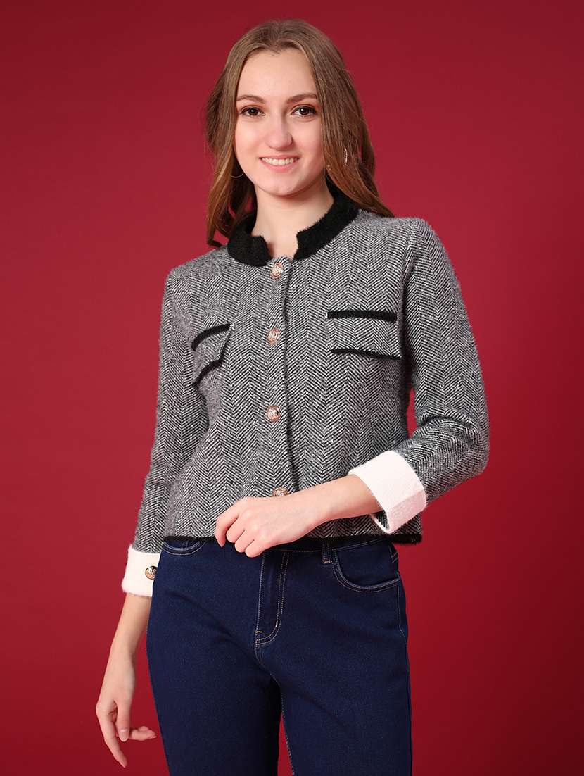 women self design long sleeve cardigan