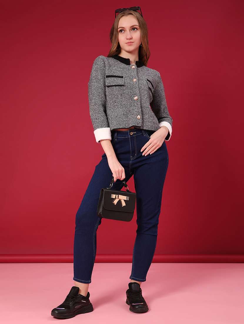 women self design long sleeve cardigan - 22158421 -  Standard Image - 4