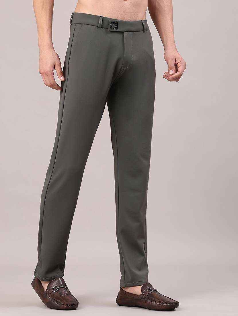 men solid mid rise chinos casual trouser - 22158428 -  Standard Image - 1