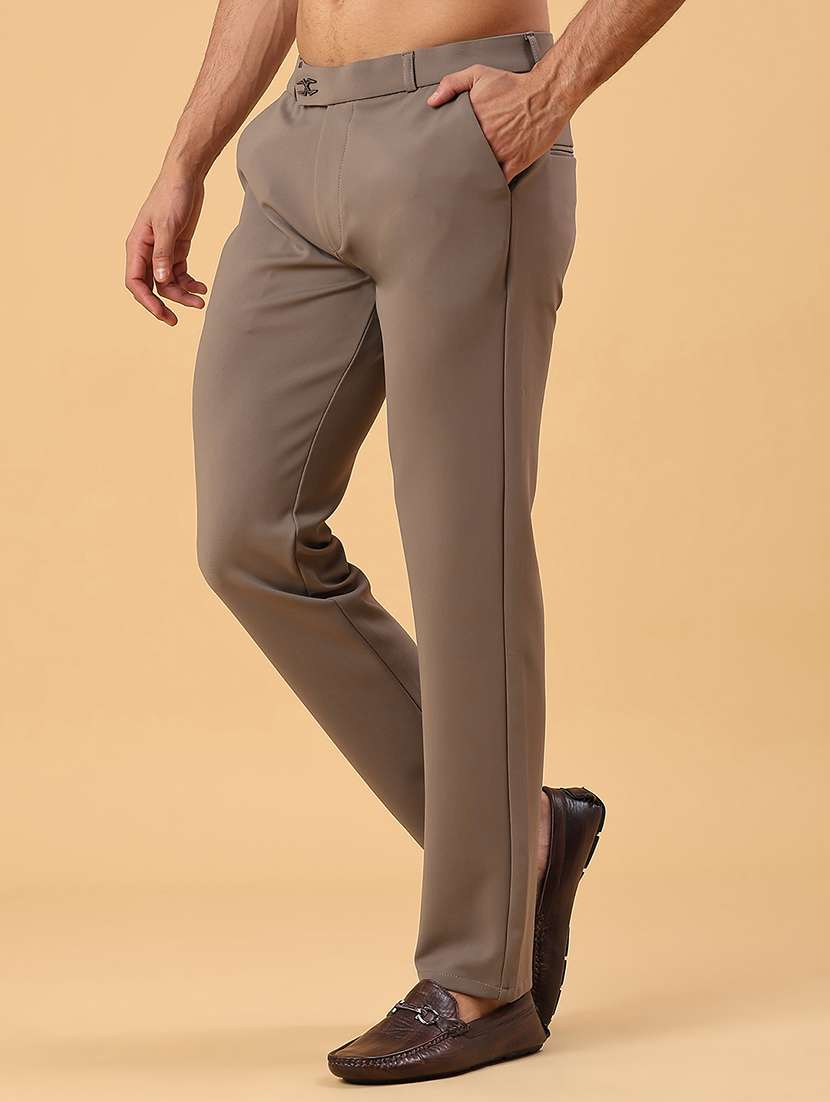 men solid mid rise chinos casual trouser - 22158430 -  Standard Image - 1