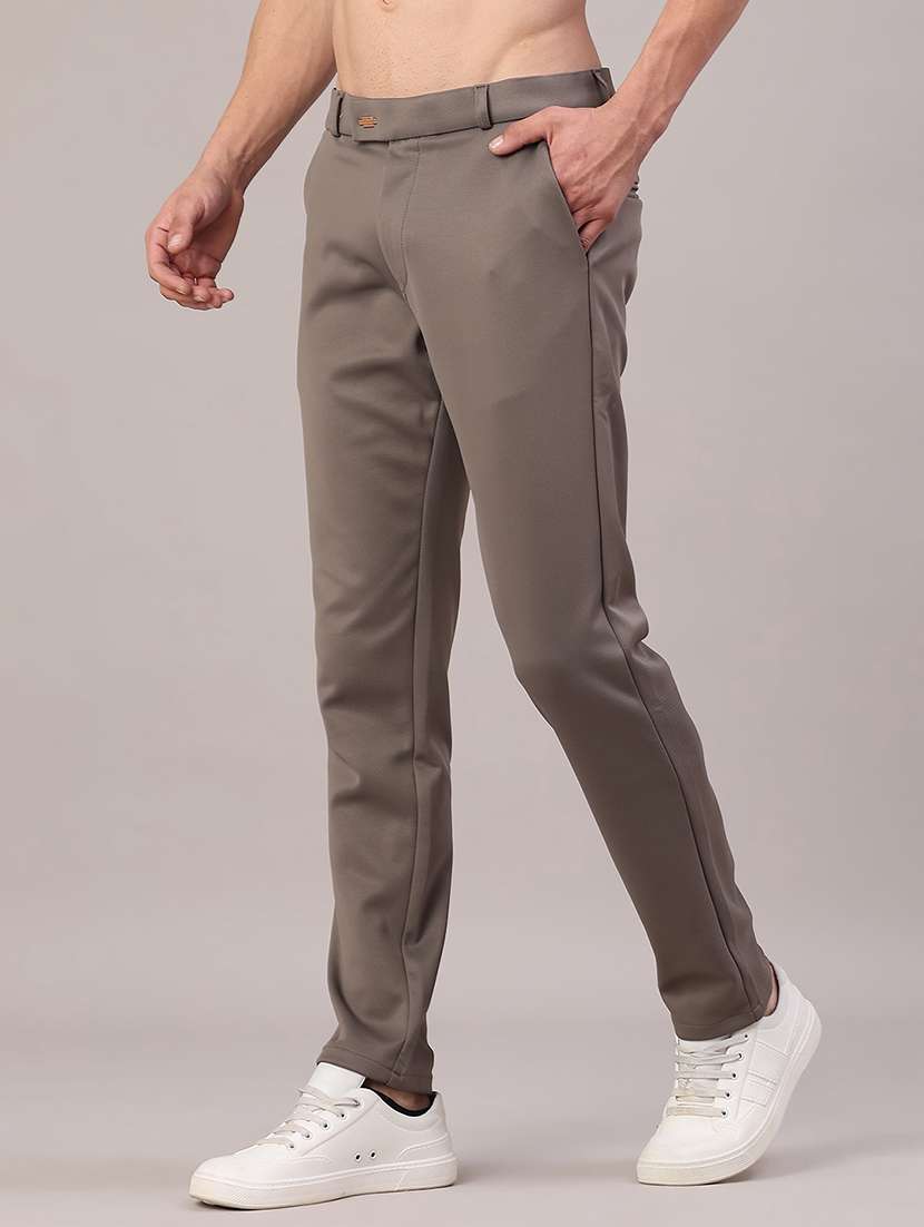 men solid mid rise chinos casual trouser - 22158432 -  Standard Image - 1