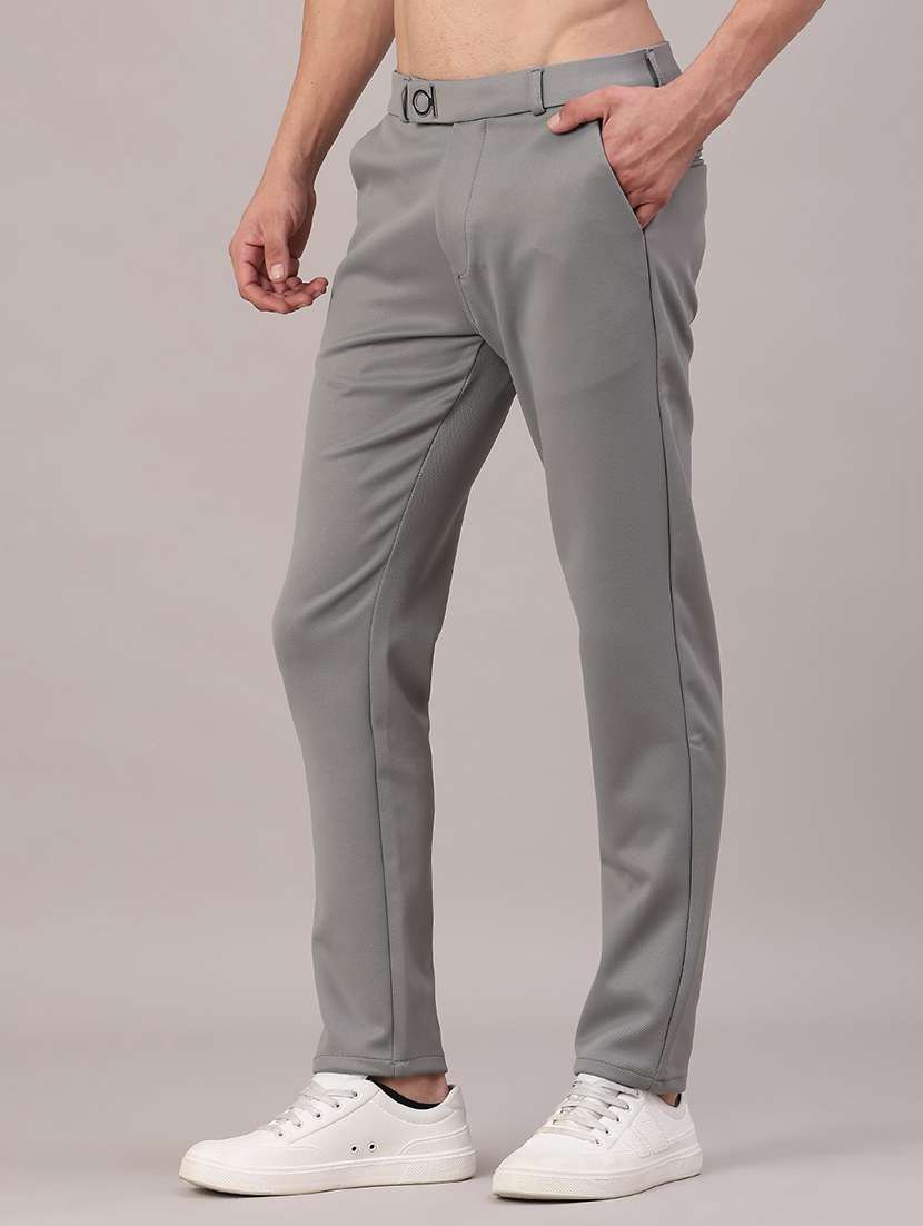men solid mid rise chinos casual trouser - 22158434 -  Standard Image - 1