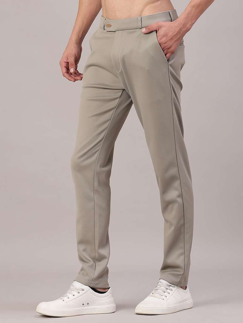 men solid mid rise chinos casual trouser - 22158435 -  Standard Image - 1