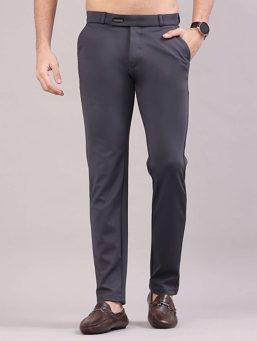 men solid mid rise slim fit casual chino