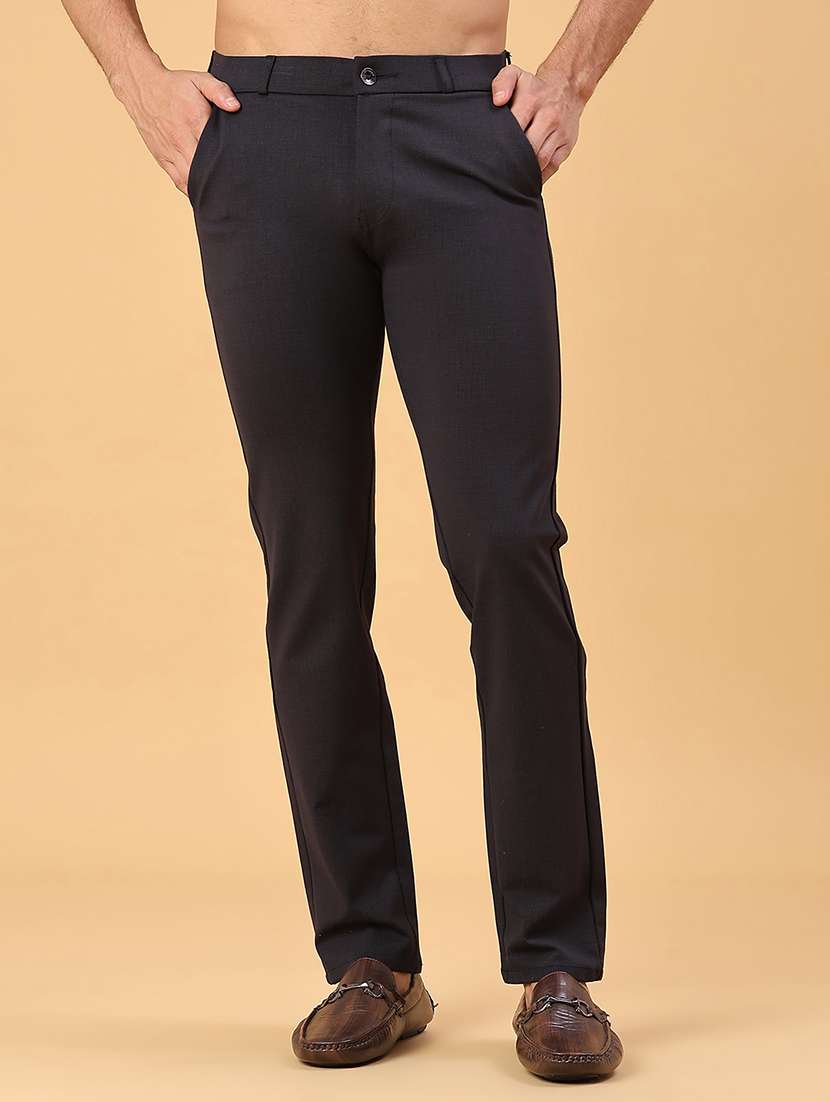 men solid mid rise slim fit casual chino