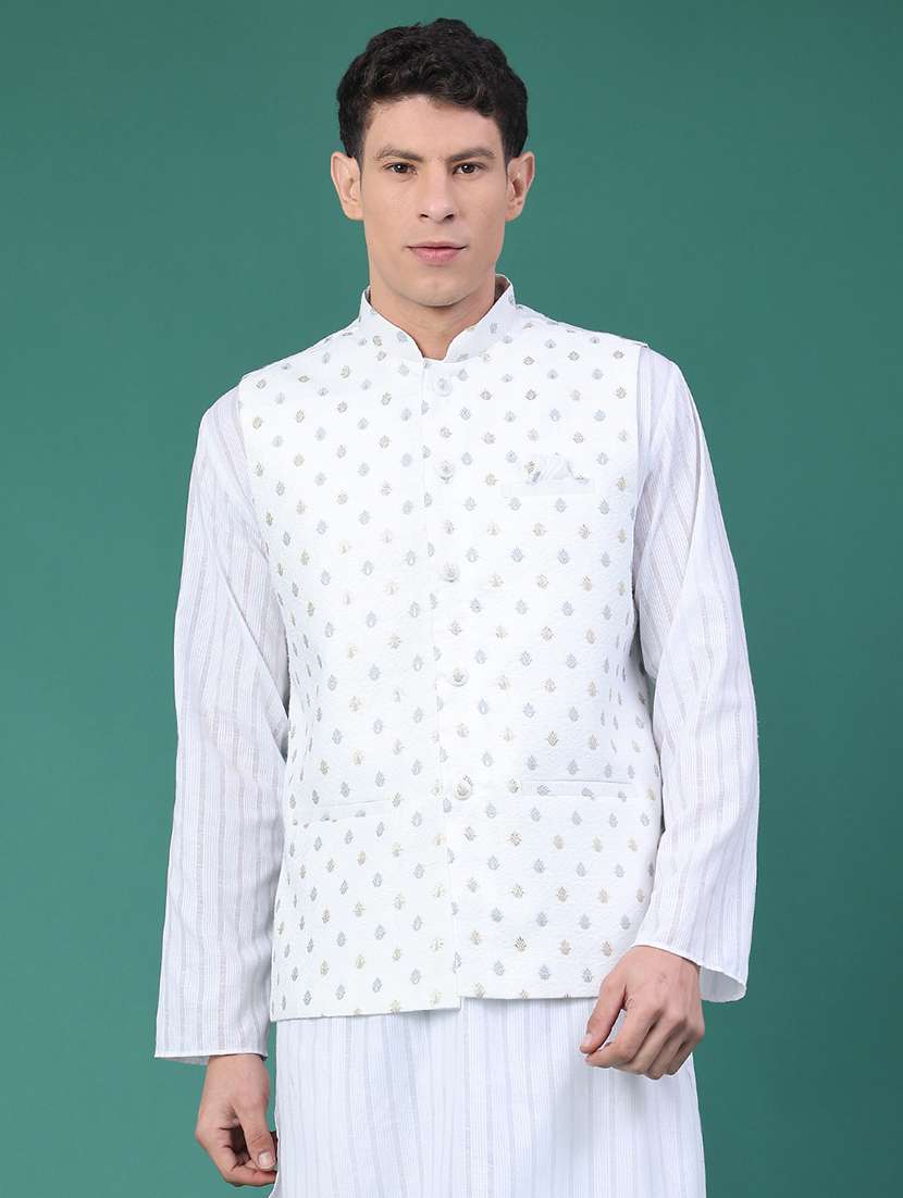men self design mandarin neck nehru jacket  - 22158518 -  Standard Image - 1