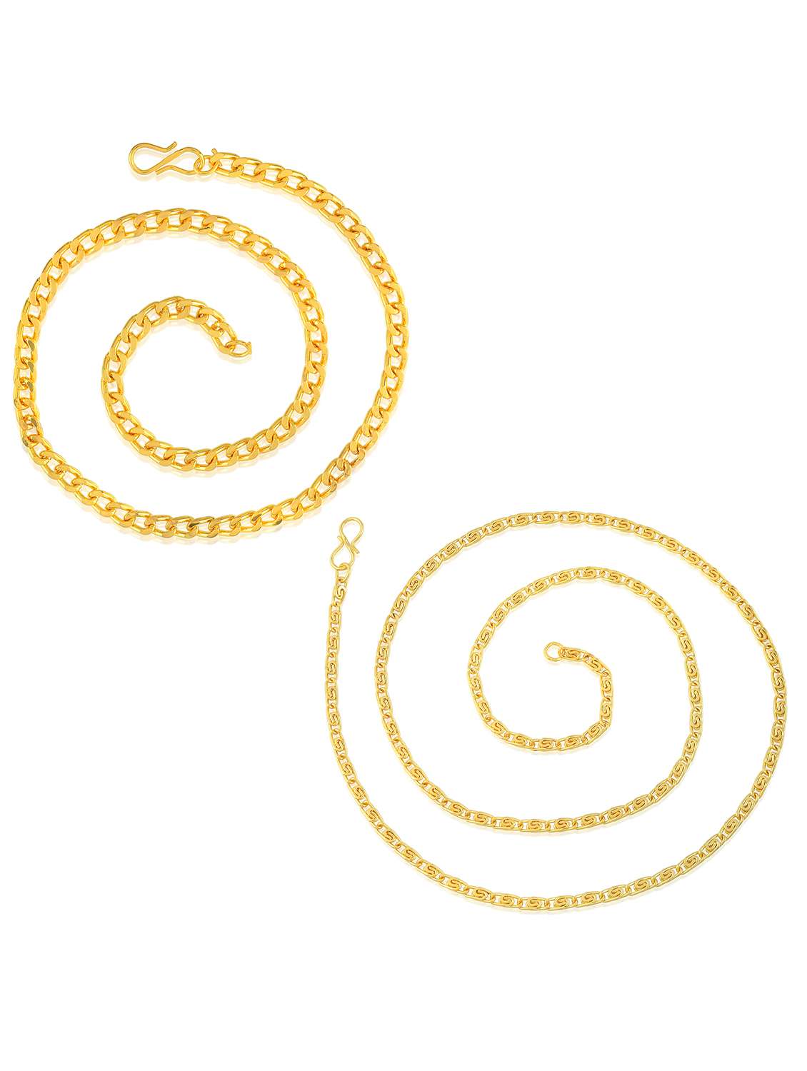 brass micron gold plated combo of 2 chain necklace - 22158537 -  Standard Image - 1