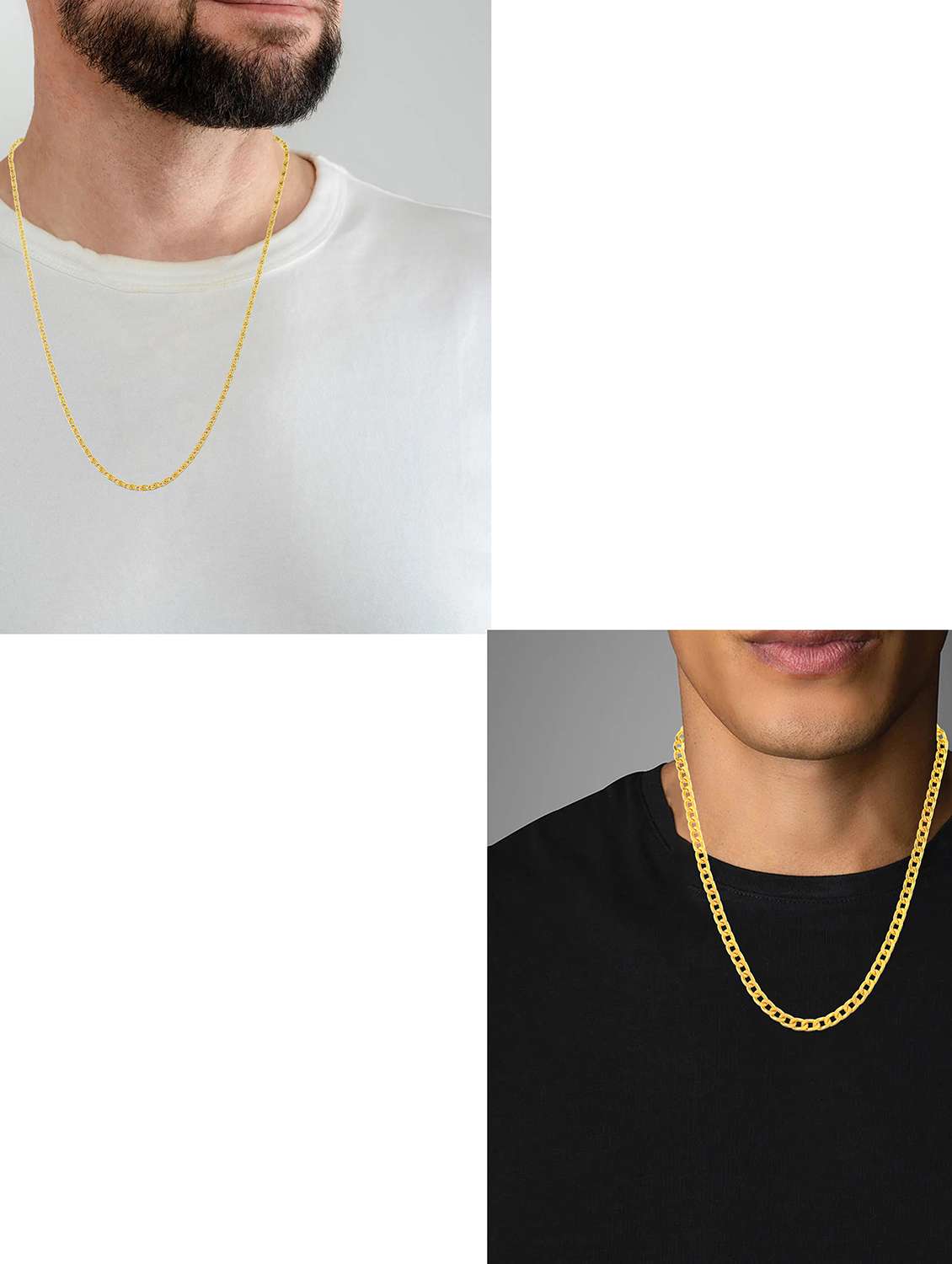 brass micron gold plated combo of 2 chain necklace - 22158537 -  Standard Image - 4