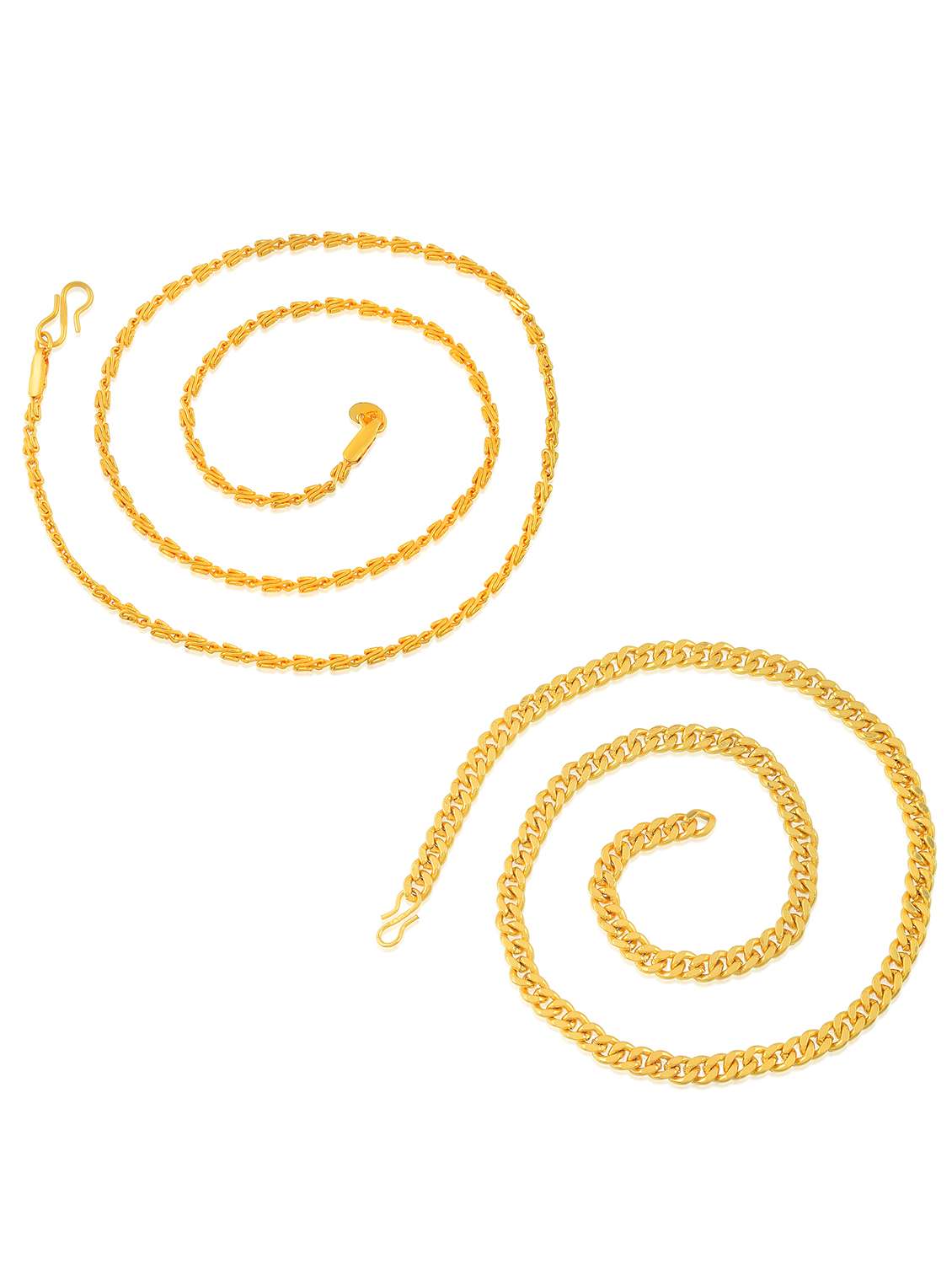 brass micron gold plated combo of 2 chain necklace - 22158538 -  Standard Image - 1