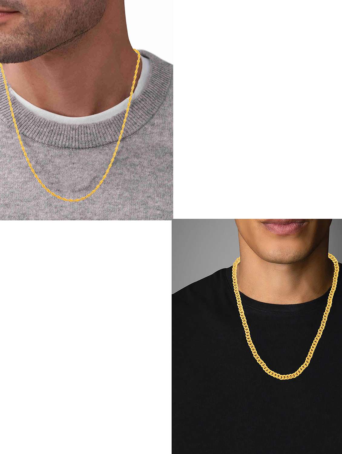 brass micron gold plated combo of 2 chain necklace - 22158538 -  Standard Image - 4