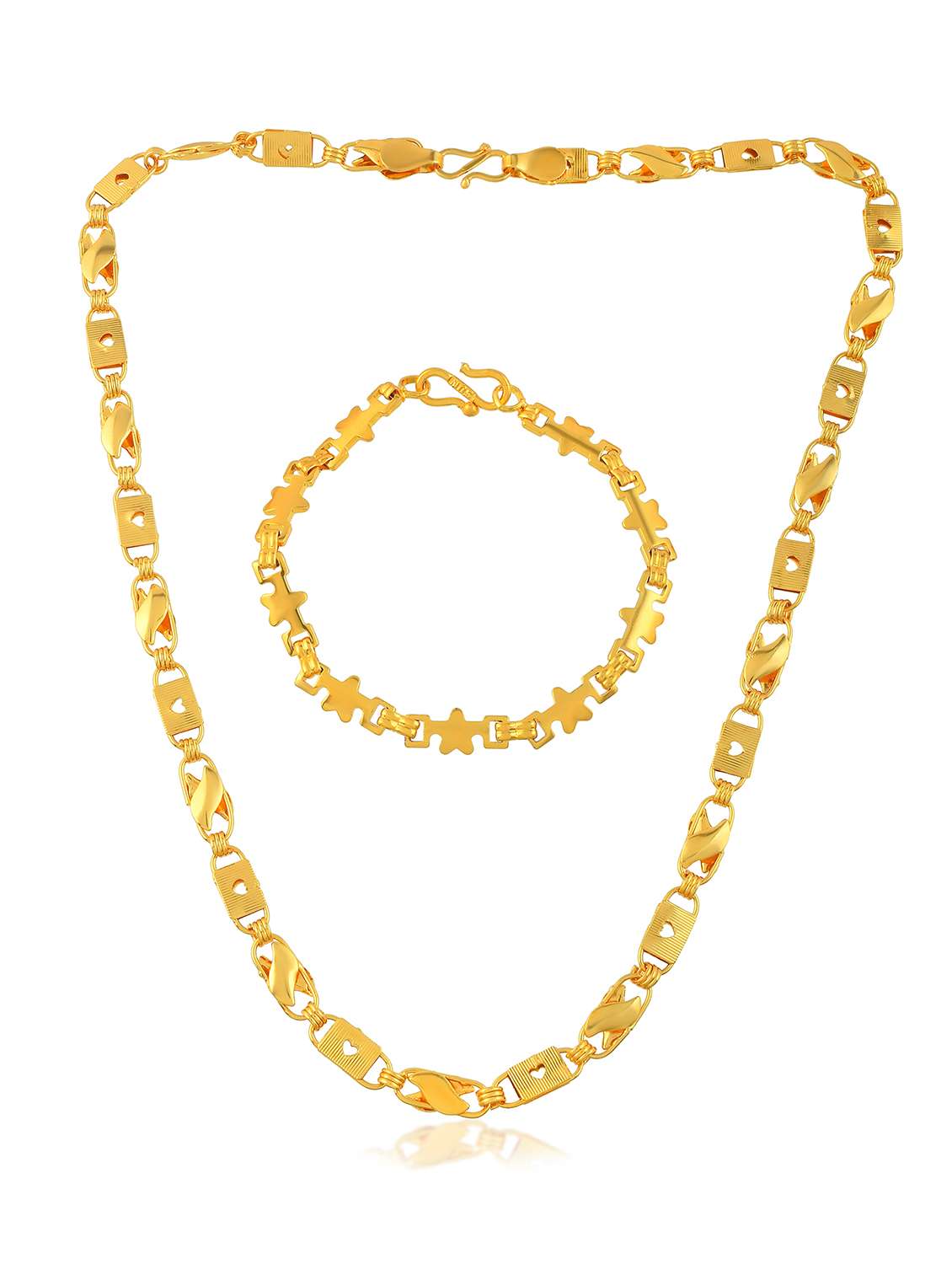 men brass combo of a necklace and bracelet - 22158539 -  Standard Image - 1