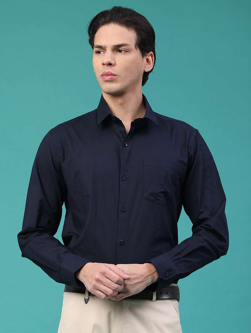 men solid long sleeve slim fit formal shirt - 22158600 -  Standard Image - 1