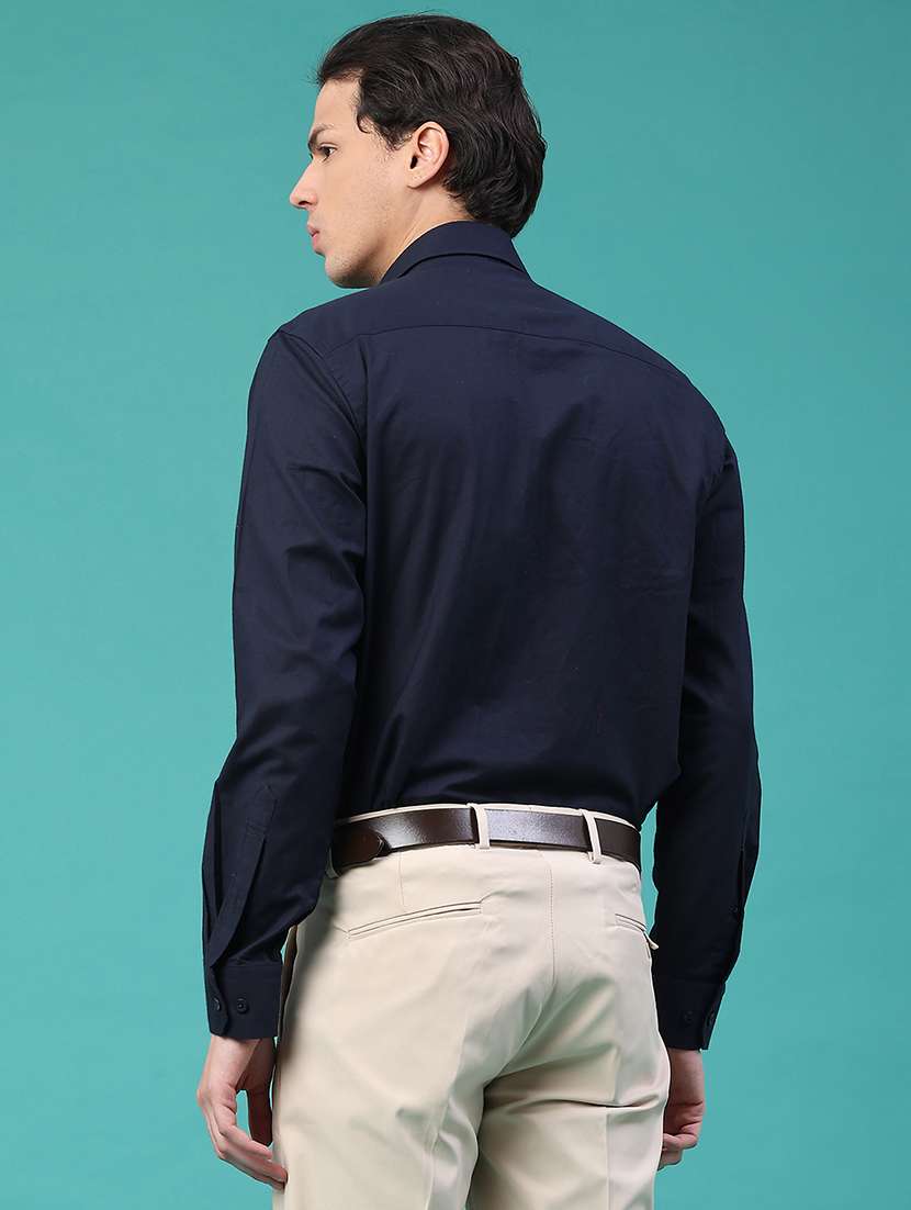 men solid long sleeve slim fit formal shirt - 22158600 -  Standard Image - 4