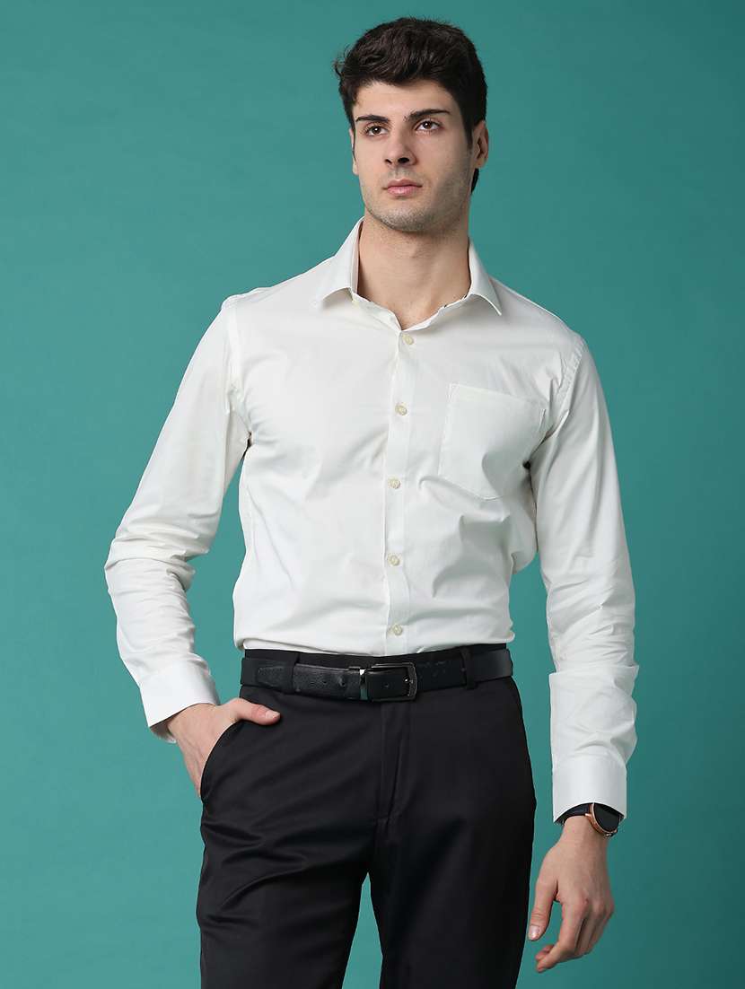 men solid long sleeve slim fit formal shirt - 22158601 -  Standard Image - 1