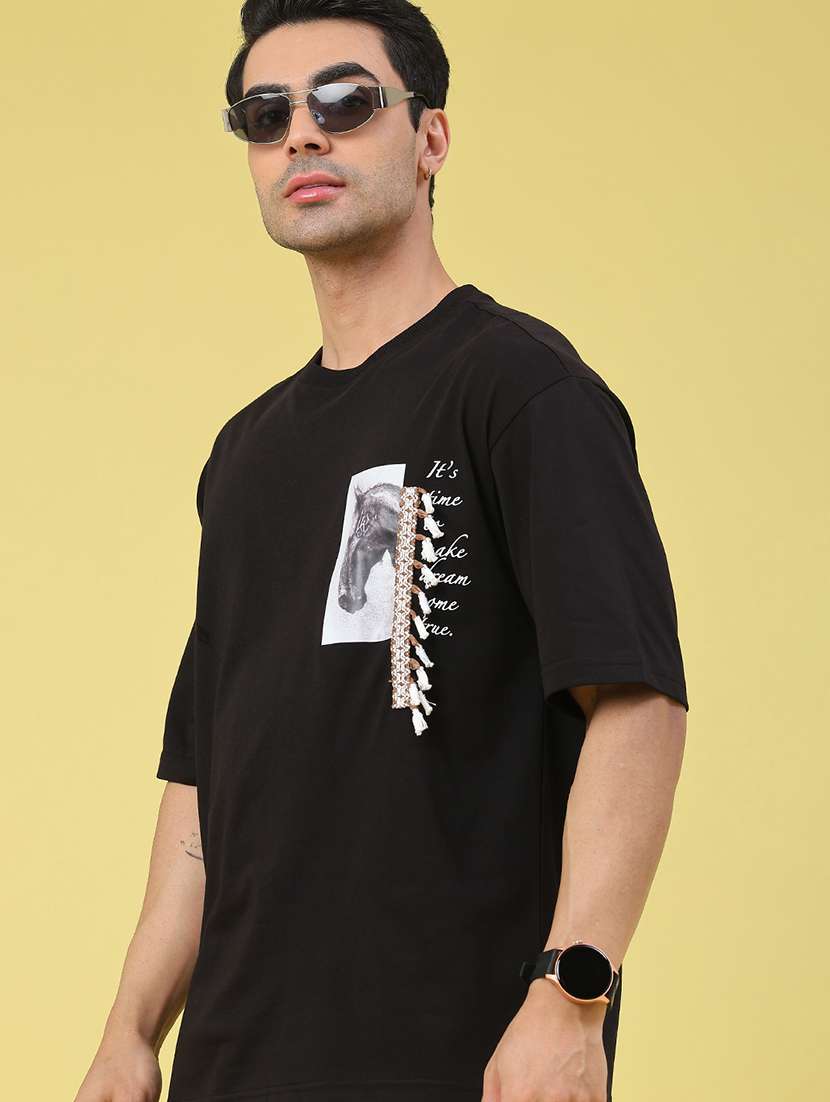 men printed short sleeve loose fit t-shirt