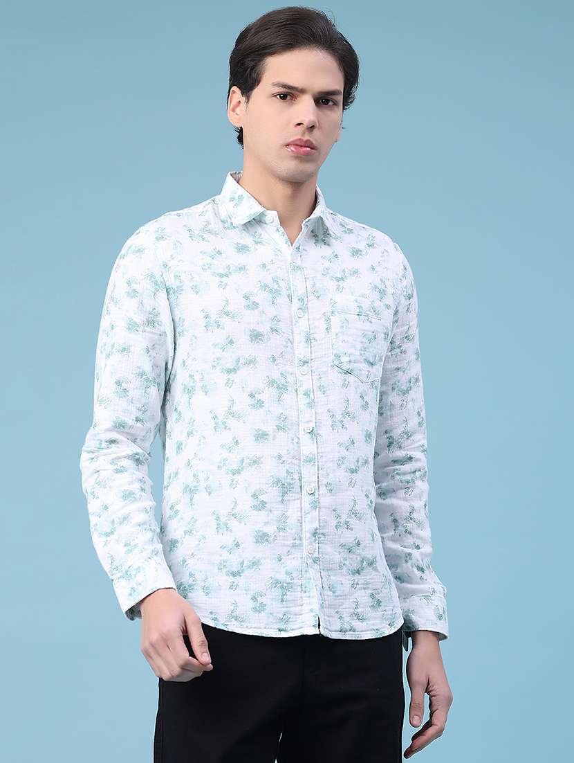 men printed long sleeve regular fit casual shirt - 22158669 -  Standard Image - 1