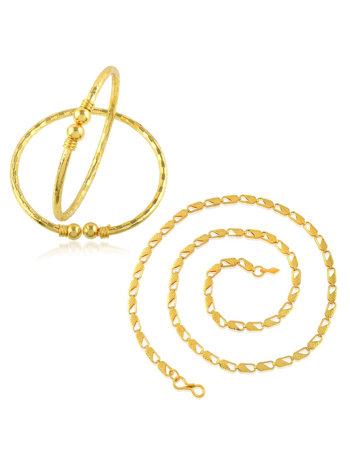 gold plated brass necklace bangle set - 22158958 -  Standard Image - 1