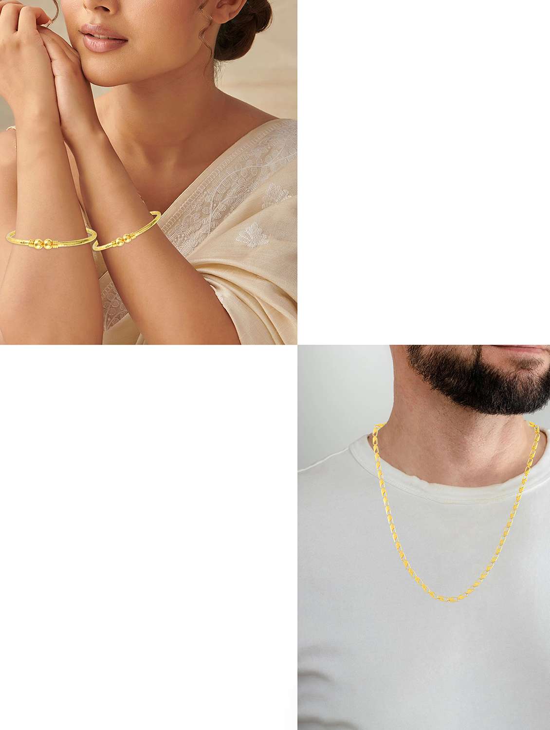 gold plated brass necklace bangle set - 22158958 -  Standard Image - 4