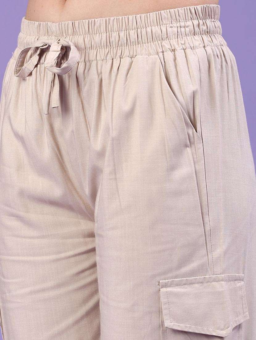 women solid mid rise cargo - 22158985 -  Standard Image - 1