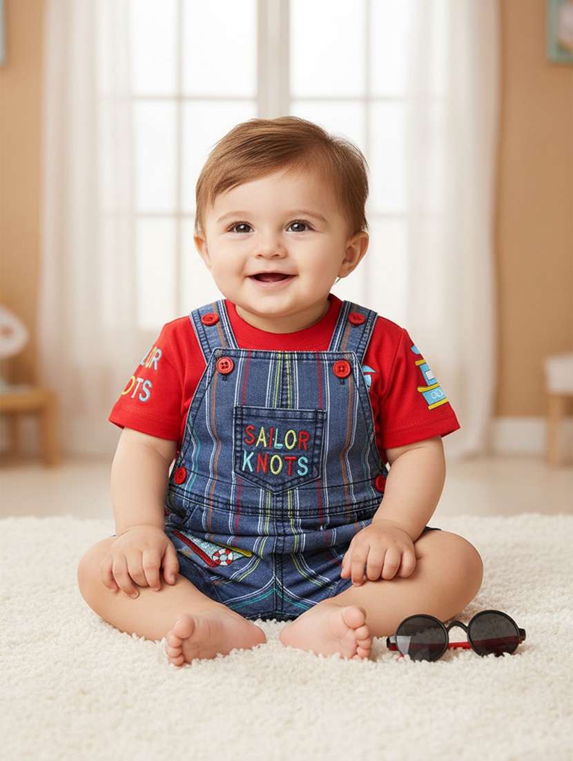 blue cotton dungarees twin sets & dungree