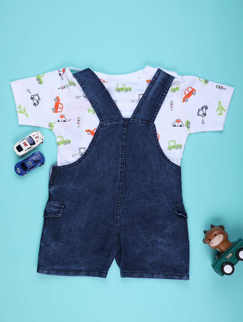 boys printed t-shirt and dungree set - 22159170 -  Standard Image - 1