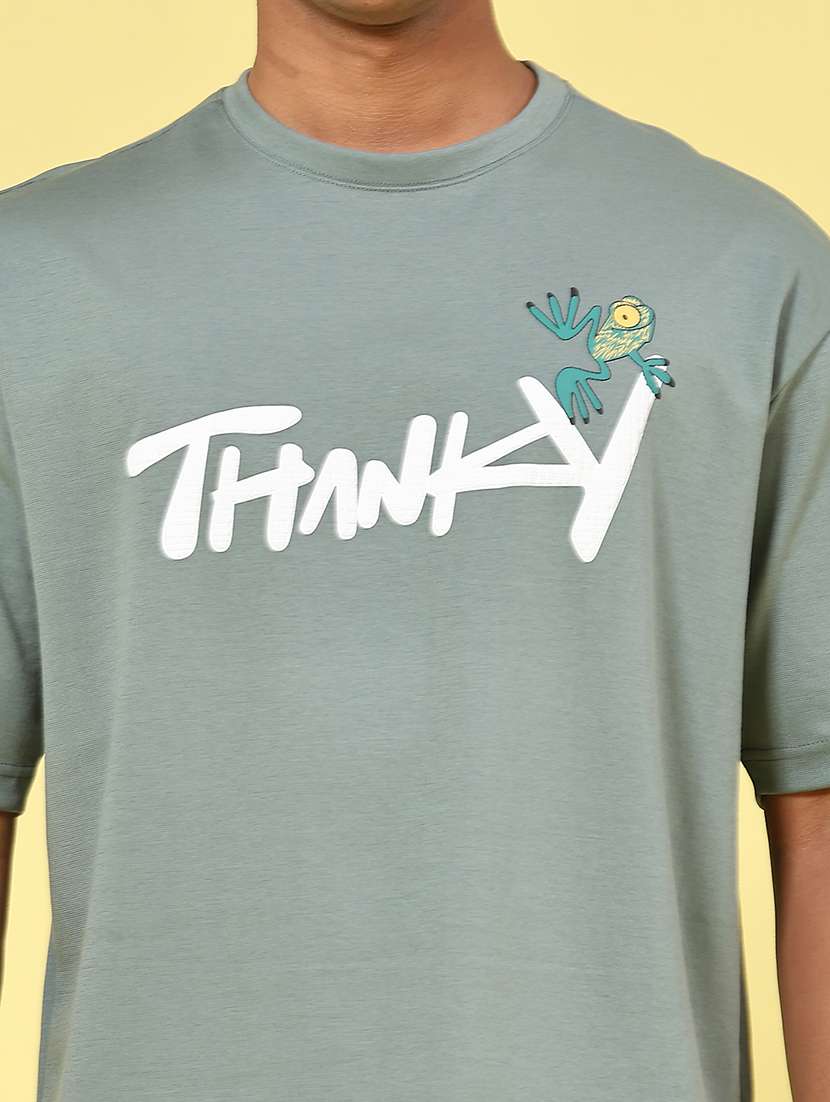 men grey cotton blend plain t-shirt - 22159176 -  Standard Image - 1