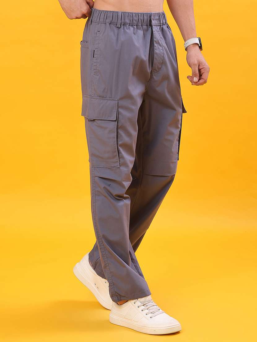 men solid mid rise regular fit cargo - 22159180 -  Standard Image - 1