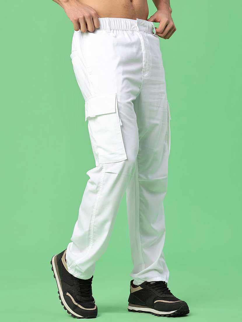 men solid mid rise regular fit cargo - 22159182 -  Standard Image - 1