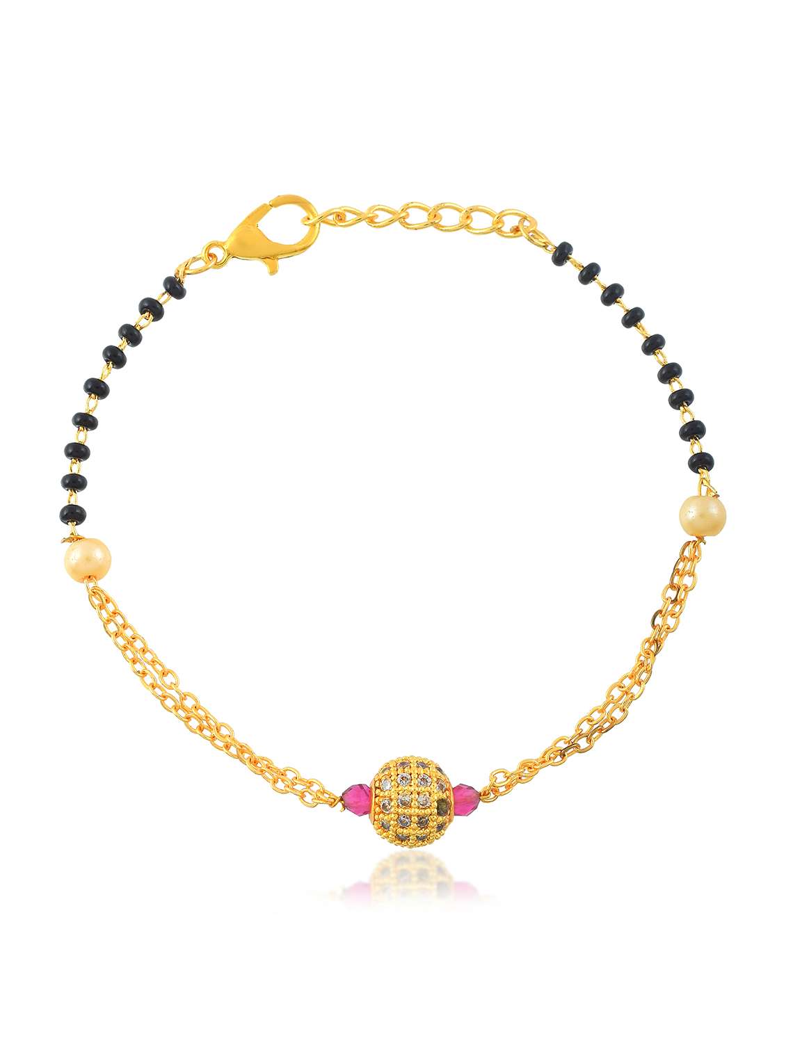 gold mangalsutra bracelet with beads - 22159239 -  Standard Image - 1