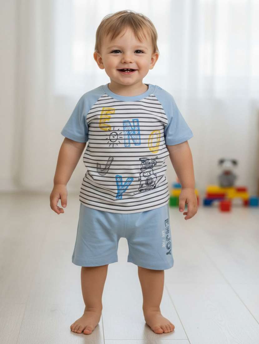boys printed t-shirt and shorts co-ord set - 22159242 -  Standard Image - 1